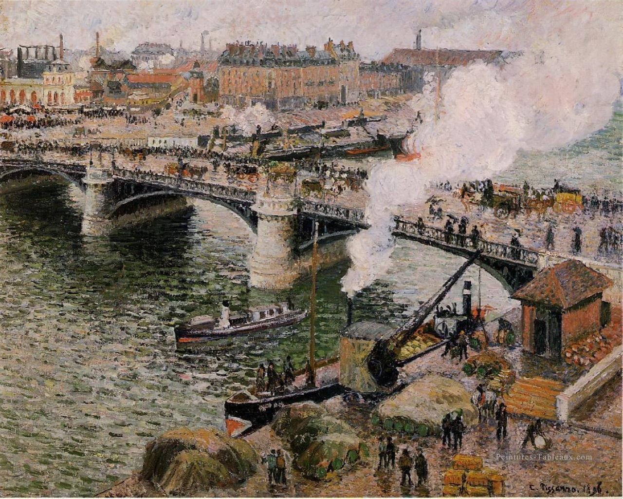 le pont boieldieu rouen temps humide 1896 Camille Pissarro Parisien Peintures à l'huile
